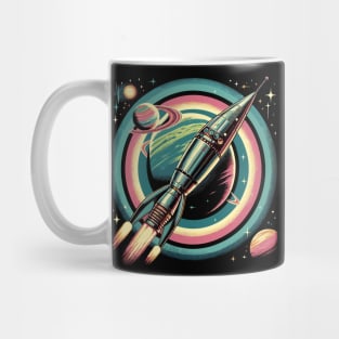 Galactic Space Travel Voyage: Retro Rocket's Stellar Journey Mug